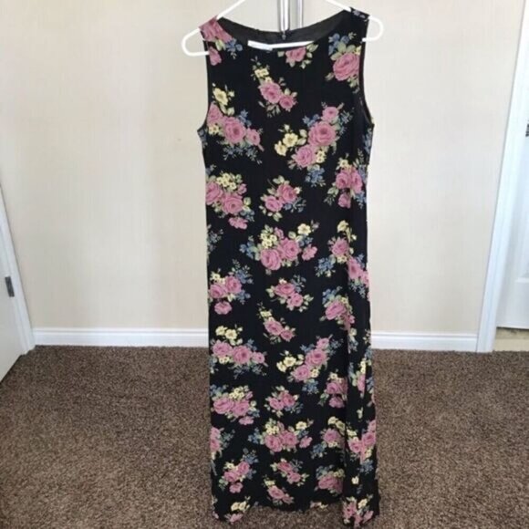 JONES NEW YORK SleevelessTea Length Dress Black/Floral Sz 6 EUC - Picture 1 of 5